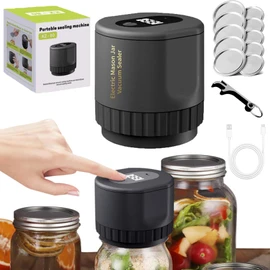 Everjar - Mason Jar Vacuum, 2024 Best Ever Jar Vacuum Sealer, Vp06 Plus Mason Jar Vacuum Sealer, Everjar Electric Mason Jar Vacuum Sealer, One Button, Seals All Kinds Of Lids (Black)