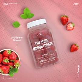 Creatine Monohydrate Gummies 3600mg ~ Proven to Increase Physical Performance ~ Non-GMO, Halal ~ 60 Vegan Gummies ~ by Alpha01
