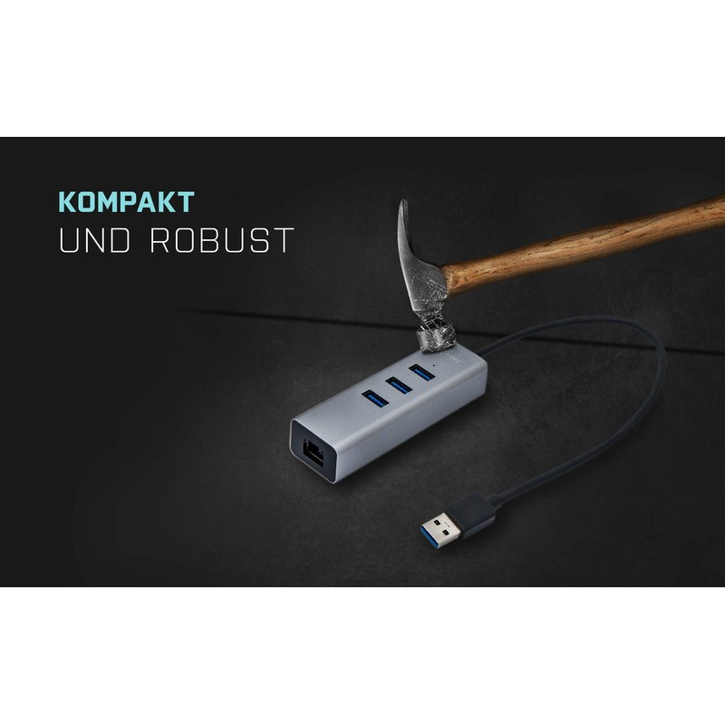 i-tec USB 3.0 Metal 3-Port USB HUB mit Gigabit Ethernet