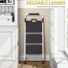 KINGRACK Sturdy Steel 3 Step Ladder, Folding Step Stool with