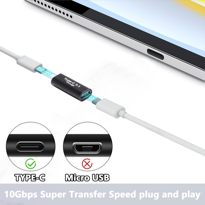 Pack of 4 USB-C Coupling, USB-C Adapter, USB C to