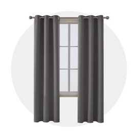 Deconovo Blackout Curtains Eyelet, Thermal Insulated Kitchen Curtains for Window, Super Soft Room Darkening, 42 x 45 Inch, Light Grey, 2 Panels