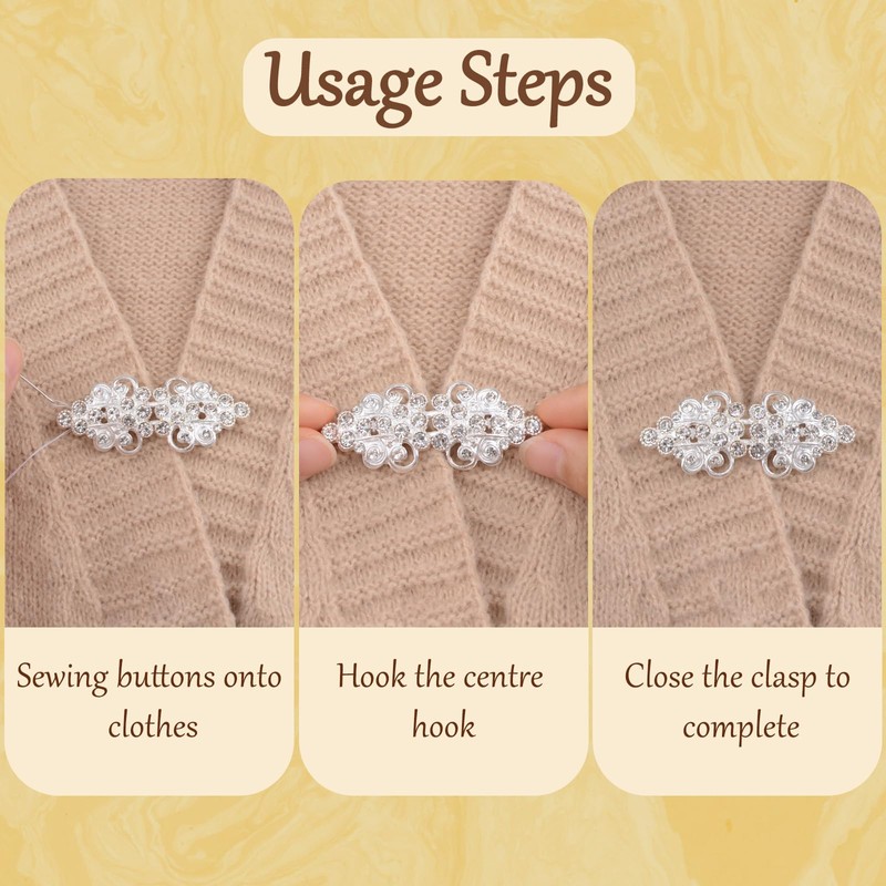 WANDIC Cape Closure Clasps, 3 Pieces 6.3 cm Silver Cape