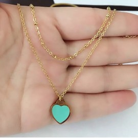 DAINTY Women Titanium Stainless Steel Blue Heart Love Gold Anklet Foot Bracelet 8-9.5"