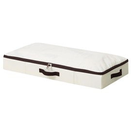 AMJ 4" Foldable Underbed Storage Closet Organizers and storage bins, Under Bed Garment Storage Bins, Folding & Washable, Soft Zip Lid, Beige