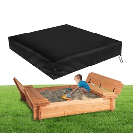 Fizentia Sand Box Cover,Waterproof Sandbox Covers,500D Heavy Duty Outdoor-Covers Fits Sand Boxes with Lid,Wooden or Plastic Square Sandboxes-cover 72"L x 72"W Black(Cover-only)