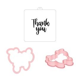 Thank You Cookie cutter and stencil set Baking stencils and cutters bundle DIY bakery decorating kit Cookie cutter with stencils Icing stencil and cookie cutter combo(Thank you)