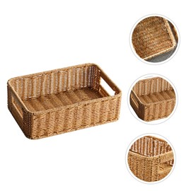 VILLFUL Double Handle Woven Basket Large Capacity Imitation Rattan Storage Organizer for Sundries Toys and Bathroom Essentials Vintage