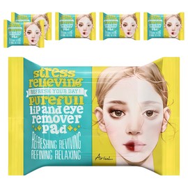 Arial Stress Relieving Purefull Lip & Eye Remover Pads 30p, 55g, 6 pcs / 아리얼 스트레스 릴리빙 퓨어풀 립앤아이 리무버 패드 30p, 55g, 6개