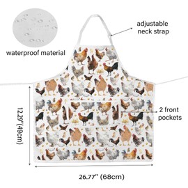 WCGXKO Funny Chickens Kitchen Apron Rooster Lover Gift Farmhouse Gift Country Rooster Themed Gift Mother’s Day Gift (Chick Apron CA)