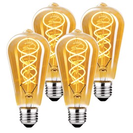 DUTSUGUAR Edison Vintage Glühbirne E27, E27 LED Vintage Dimmbar 4W ST64 Glühbirne LED Warmweiss Ideal für Dekorative Nostalgie und Retro Beleuchtung, Bernstein- 4 Stück