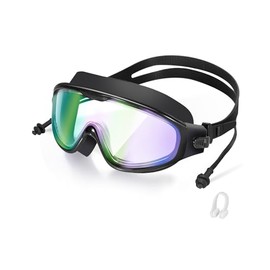 seasprint Swim Goggles, Wide View Clear View Swimming Goggles for Adult, Anti-Fog UV Protection No Leak Vision Pool Goggles(Dazzling Mirror Black Frame)