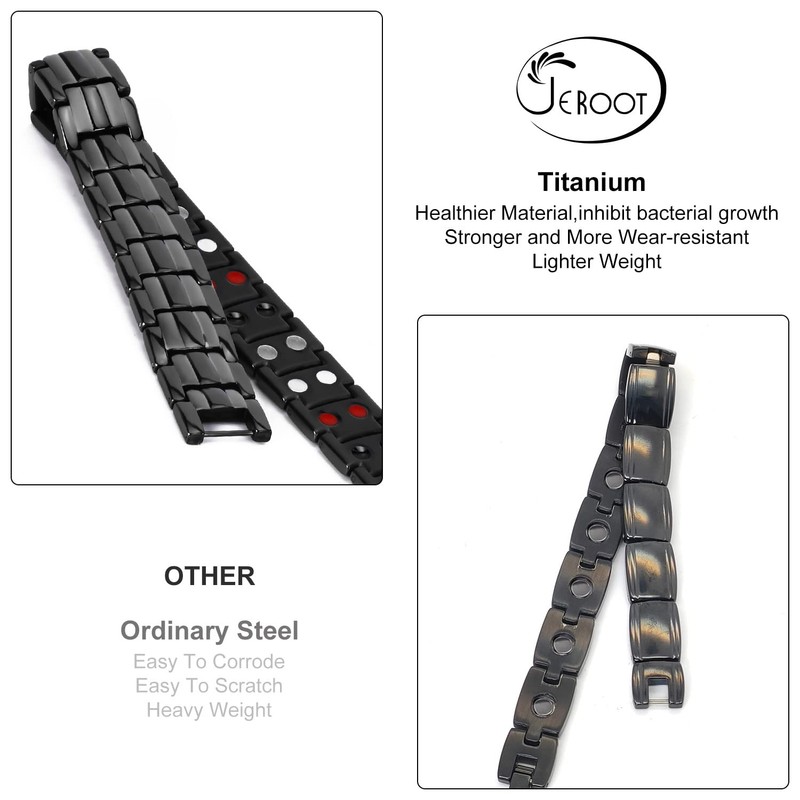 JEROOT Magnetic Bracelets for men,Pure Titanium Magnetic Therapy Bracelet,3500 Gauss