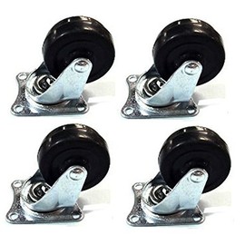 Black Duck Brand 4 Pack 2" Swivel Caster Wheels Rubber Base with Top Plate & Bearing Heavy Duty (4 Silver)
