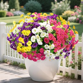 WKTRSM 12 Bundles Artificial Flowers for Outdoors, Silk Faux Flower Uv Resistant Artificial Petunia Flowers for Spring Summer Decoration, Morning Glory Fake Flower for Home Garden Balcony Yard Porch