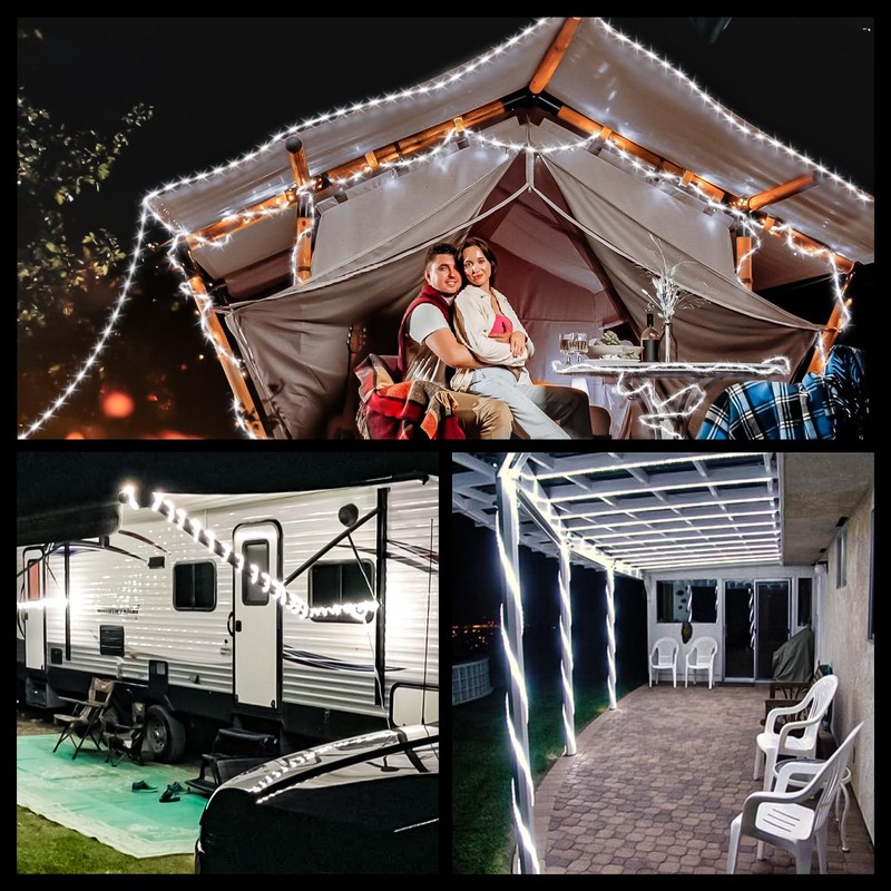 33ft/10m LED Rope Lights, Cool White Rope Light Outside, Waterproof
