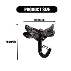 KVTTOZA 6PCS Dragonfly Hooks Creative Wall Mounted Coat Rack Hooks Vintage Decorative Home Hook for Hanging Coats, Keys, Backpack, Purse, Hat, Jewelry More (Black)