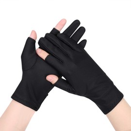 UV Protection Gloves, Fingerless Gloves, Thin Gloves, 2 Finger Cut Gloves, Smartphone Compatible, Sunscreen, UV Protection, Short, Fingerless, Driving Gloves, For Fishing, Golf, Work Gloves