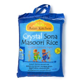 Asian Kitchen Crystal Sona Masoori Aged Rice 20-Pound Bag, 20lbs (9.08kg) Short Grain Rice ~ All Natural | Gluten Friendly | Vegan | Indian Origin | Export Quality