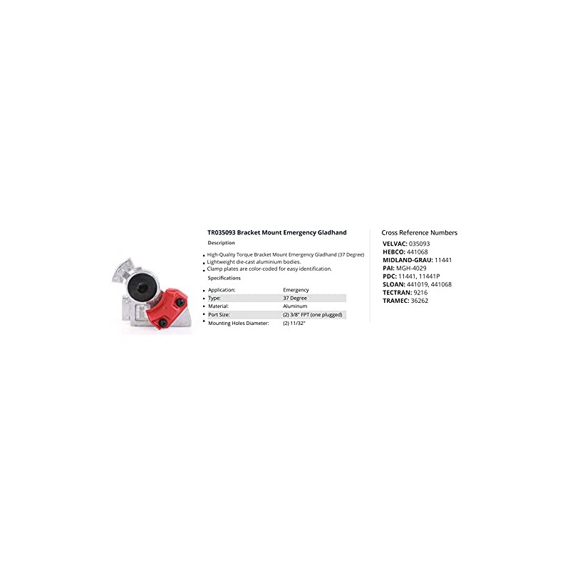 Torque 37° Bracket Mount Emergency Gladhand (Red) | Aluminum Air