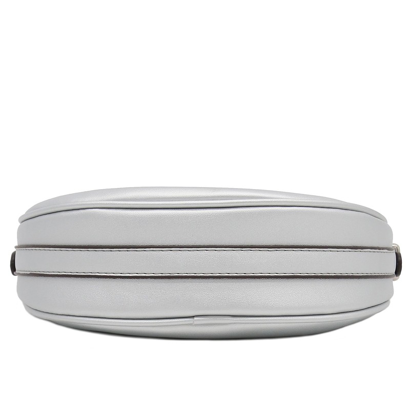 Small Crescent Smooth PU Leather Underarm Shoulder Bag (Silver)