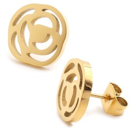 Steelmeup Stainless Steel Flower Post Stud Women Earrings Rose Gold Color