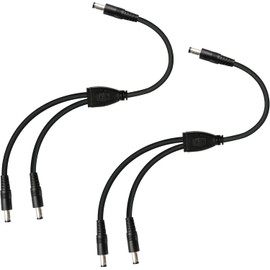 GINTOOYUN 2PCS DC Y Splitter Power Cable 18AWG DC 5.5mm x 2.1mm Male to Dual DC 5.5mm x 2.1mm Male Supply Cable for LED Light Bar, CCTV Security Cameras etc (1FT)