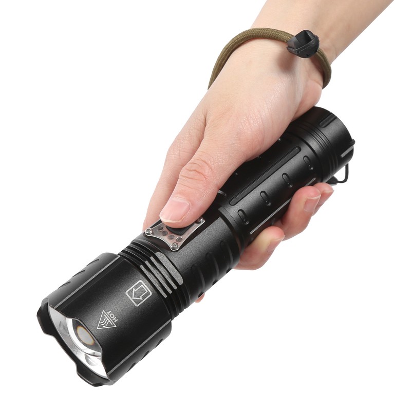 XHP90 Flashlight Zoomable Focusing USB Rechargeable TypeC Rechargeable Torch Outdoor