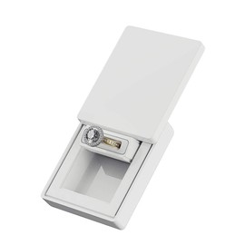 MONOLIX Slim Engagement Ring Box, Thin Unique Sliding Lid, Elegant Discreet Secret Surprise Marriage Wedding Proposal Case (White, MAXI)