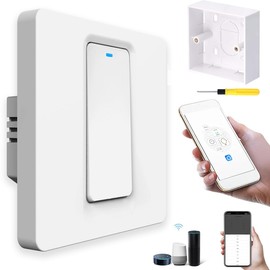 Acmerota Immersion Heater Timer Switch 20A WIFI Smart Water Heater Timer Switch 4000W Button Boiler Switch, Compatible for Google Home Alexa APP Control (45mm deep Box)