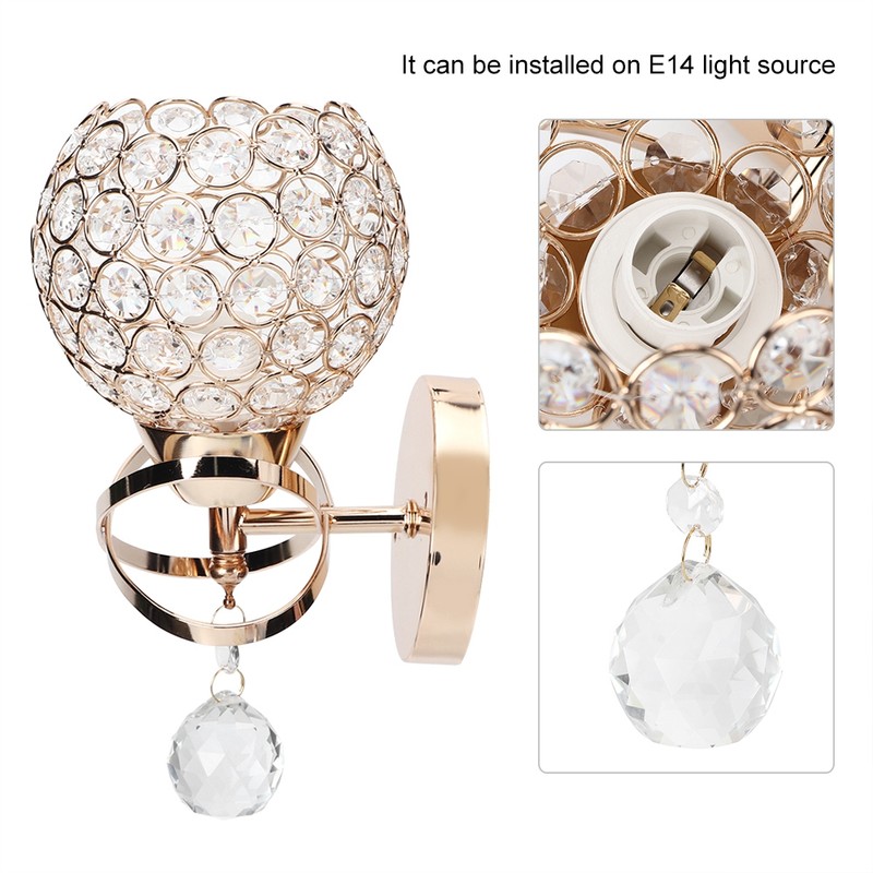 Round Wall Lamp Crystal Lamp E14 Lamp Holder for Home