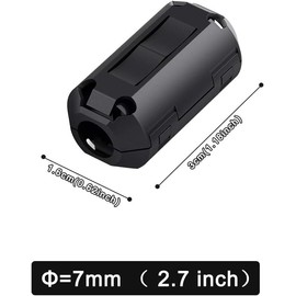 Viaky 12 Pack RFI EMI Noise Filter Suppressor Cable Clip, Clip-on Ferrite Ring Core for Dia Cable(Black) (7mm)