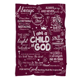 MUCHNEE Christian Gifts for Women Blanket 60x50, I Am a Child of God Throw Blankets, Inspirational Religious Gifts, Catholic Spiritual Gifts for Women Men, Christian Decor with Bible Verse Prayers