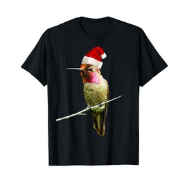 Hummingbird Santa Cute Christmas Hat Design for Bird Lovers T-Shirt
