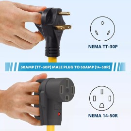 Journeyman Pro RV 30Amp Male To 50Amp Female Camper Power Cord Plug Adapter NEMA 30M/50F Cable