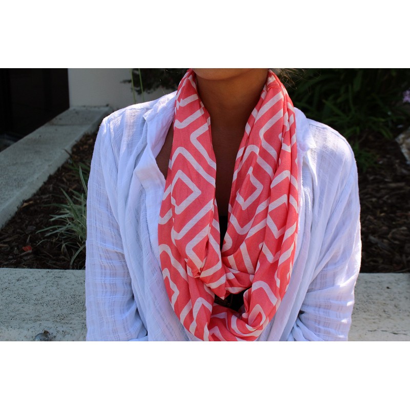 Pop Fashion Shop Women's Infinity Scarf with Zipper Pocket, Geometric