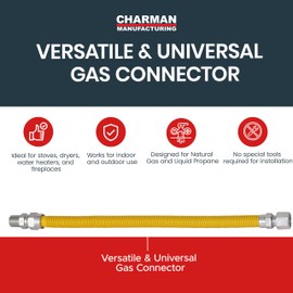 CMI Inc - 1 Inch OD Flexible Gas Line Connector with 3/4 Inch Male Iron Pipe Thread x 3/4 Inch Female Iron Pipe Thread - 12 Inch Yellow Coated Gas Hose for Natural Gas, Propane & Gas Line for Stoves
