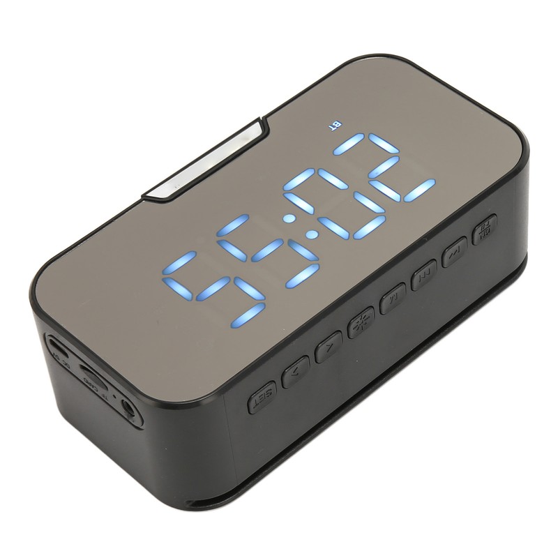 Bluetooth Speaker with Digital Alarm Clock Temperature Display Voice Announcement