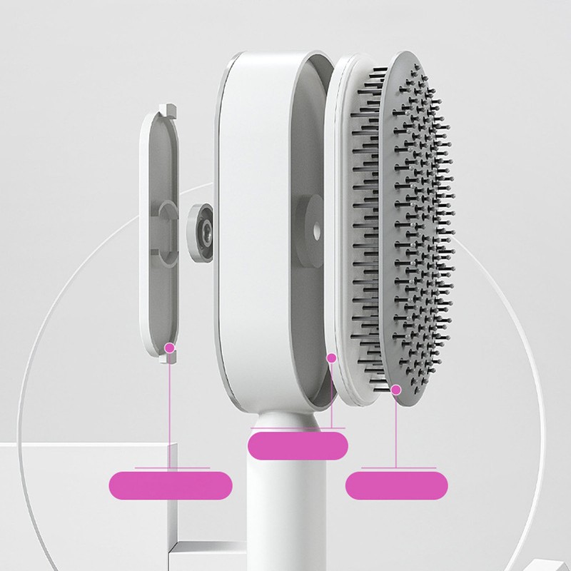 Cushion Hair Brush Self Cleaning Scalp Massage Rounded Comb Teeth