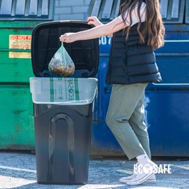 EcoSafe-6400 HB3339-85 Certified Compostable Bag - 33x39” Green Bags for 35 Gallon Bin - Extra Strong Leak, Puncture and Tear Resistant Food Scraps Bin Liners, Pack of 135
