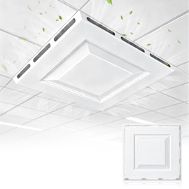 24" x 24" 4-Way Ceiling Air Vent Deflector, Heavy-Duty Plastic Air Diverter for 2'x2' Drop Ceiling Grid, Tool-Free Rest-On Commercial Airflow Controller for Offices, Classrooms & Clinics