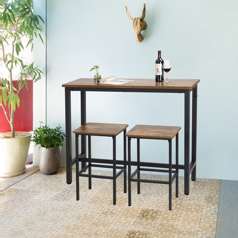 Finnhomy 47" Industrial Bar Table Set with 2 Stools -