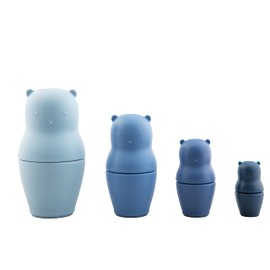 PAPU BABY Matryoshka Silicón para Bebés y Niños Pequeños. Matrioska. Juguete Didáctico. Muñeca Rusa (Azul)