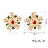 Kercisbeauty Christmas Snowflake Gold Earrings Rhinestones Crystal Studs Gemstones Jewelry
