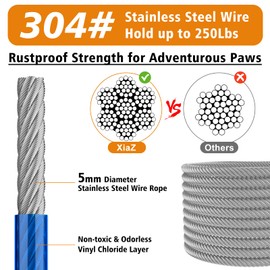 XiaZ Dog Tie Out Cable for Large Dogs, 20ft Heavy Duty Reflective Dog Lead Leash for Outside Up to 250 Pound, Blue