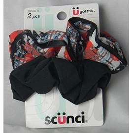 Scunci Hair Scrunchies Ponytail Holders Black/Red 2-pack
