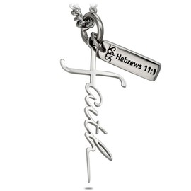 Shields of Strength Women's 14K Gold or Stainless Steel Faith Cross Pendant Necklace Hebrews 11:1 Bible Verse Christian Gifts Religious Jewelry Girl