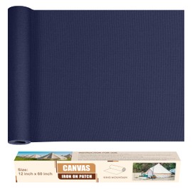 KING MOUNTAIN Canvas Iron on Patch,12"×60",Waterproof 100% Cotton Fabric Repair Patch,Used for Various Sofa,Tent,Clothes,Seats,Suitcases (Dark Blue,Waterproof)