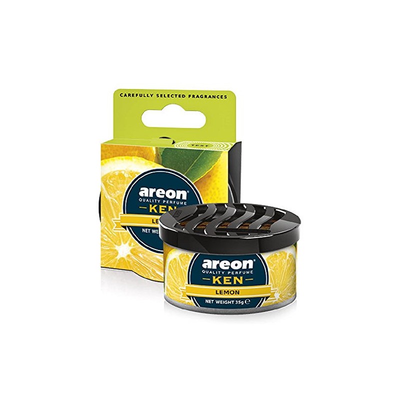AREON Ken Lemon Car Air Freshener, Tin Can, Vented Lid,