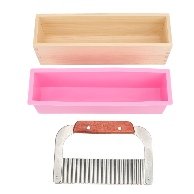 Wooden Loaf Soap Cutter Mold with 1 Pc Silicone Mold